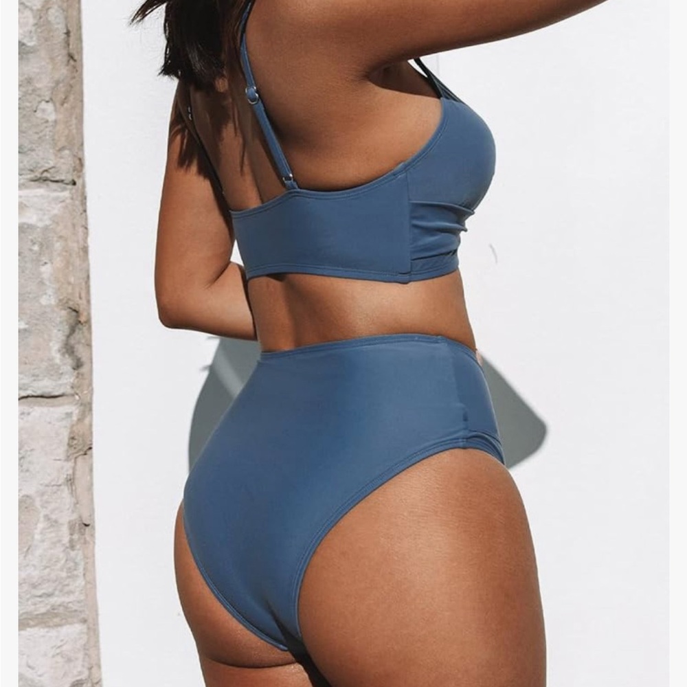Cupshe Blue Wrap Bikini Set Modern High-Waisted Design - Picture 2 of 6